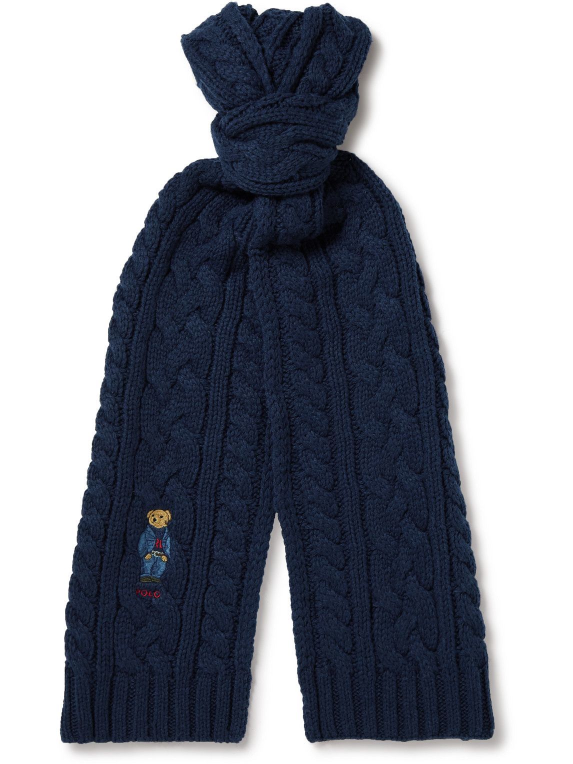 Photo: Polo Ralph Lauren - Logo-Embroidered Recycled Cable-Knit Scarf