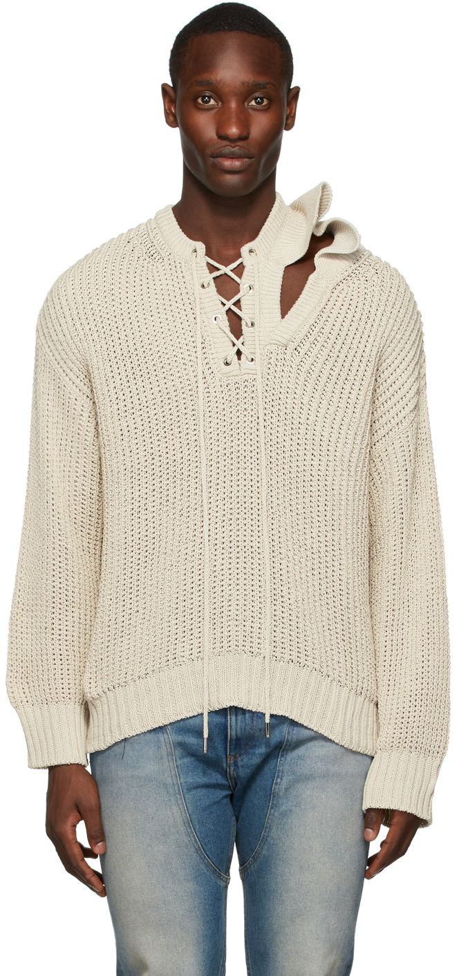 Y/Project Beige Double Collar Laced Sweater Y/Project