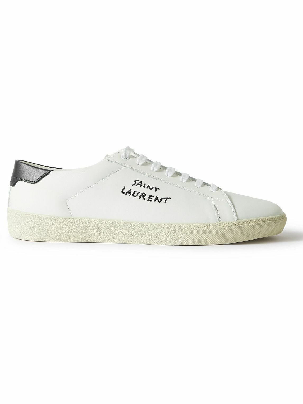 SAINT LAURENT - Court Classic Logo-Embroidered Leather Sneakers - White ...