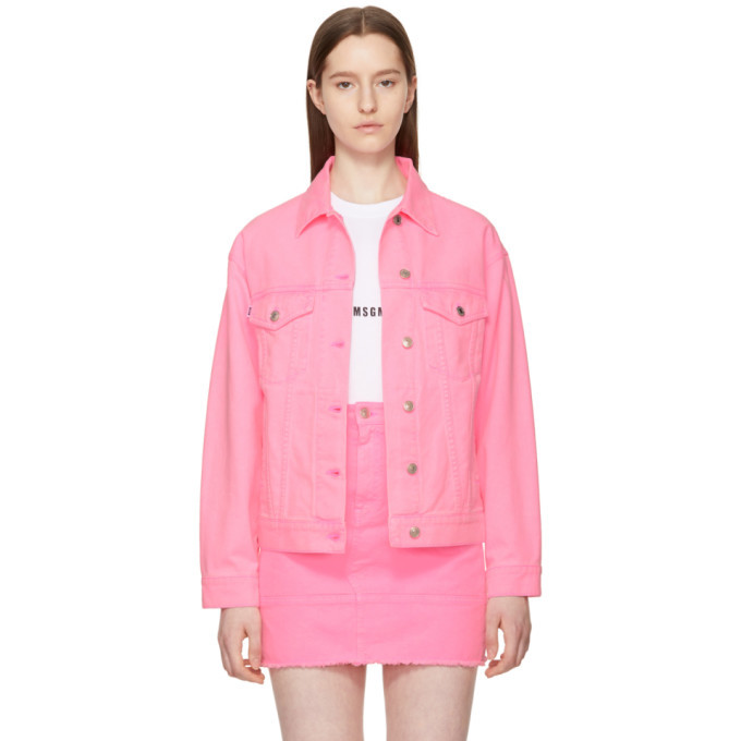 pink oversized denim jacket