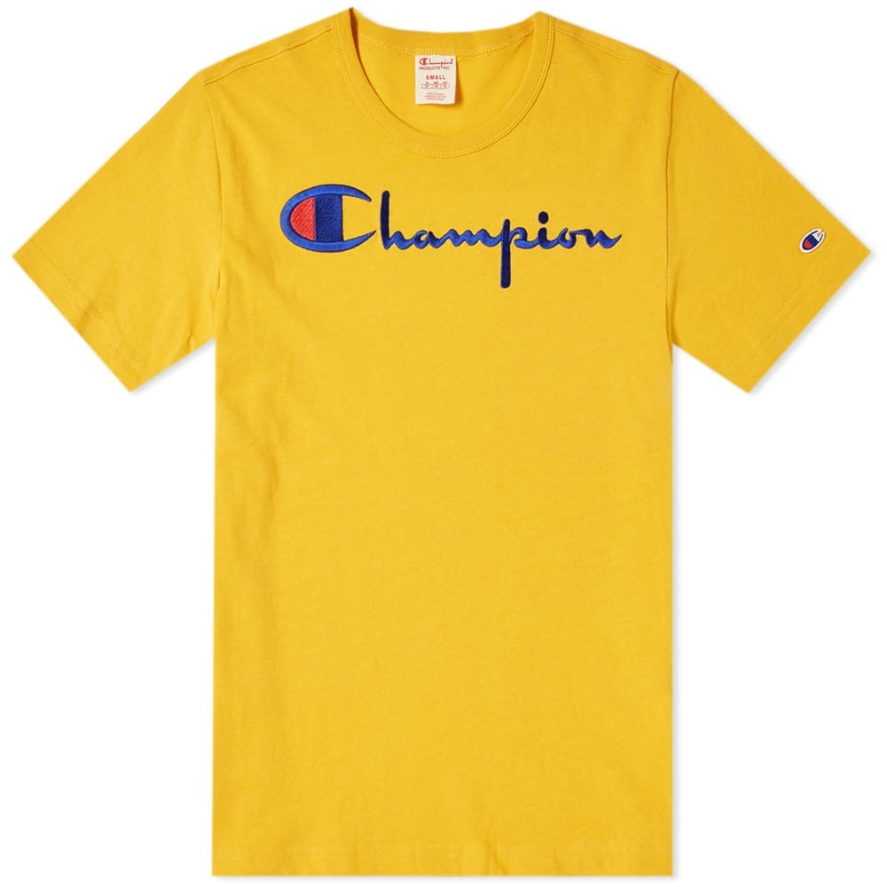 champion reverse weave script logo tee