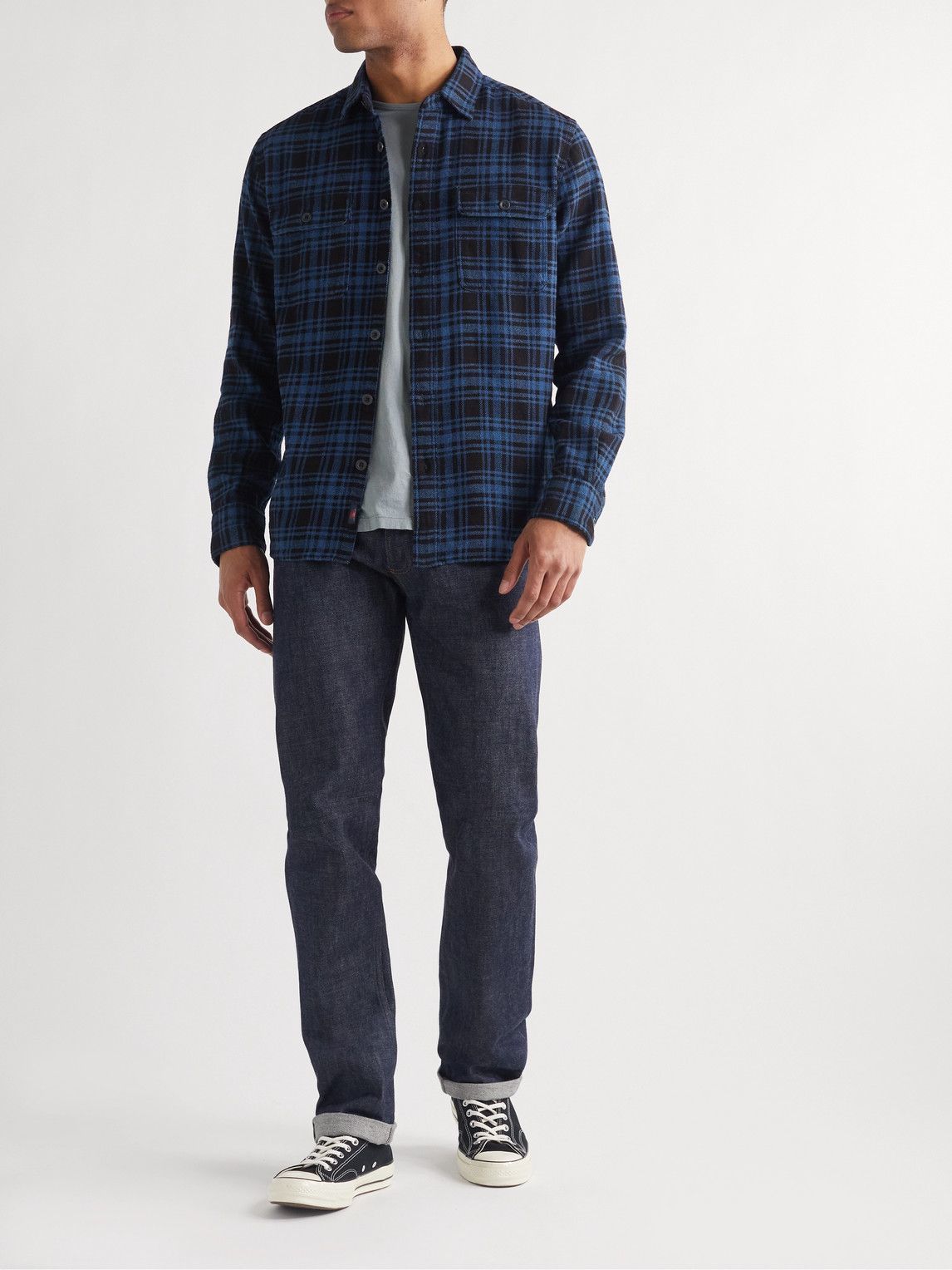 Faherty - Checked Cotton-Flannel Shirt - Blue Faherty