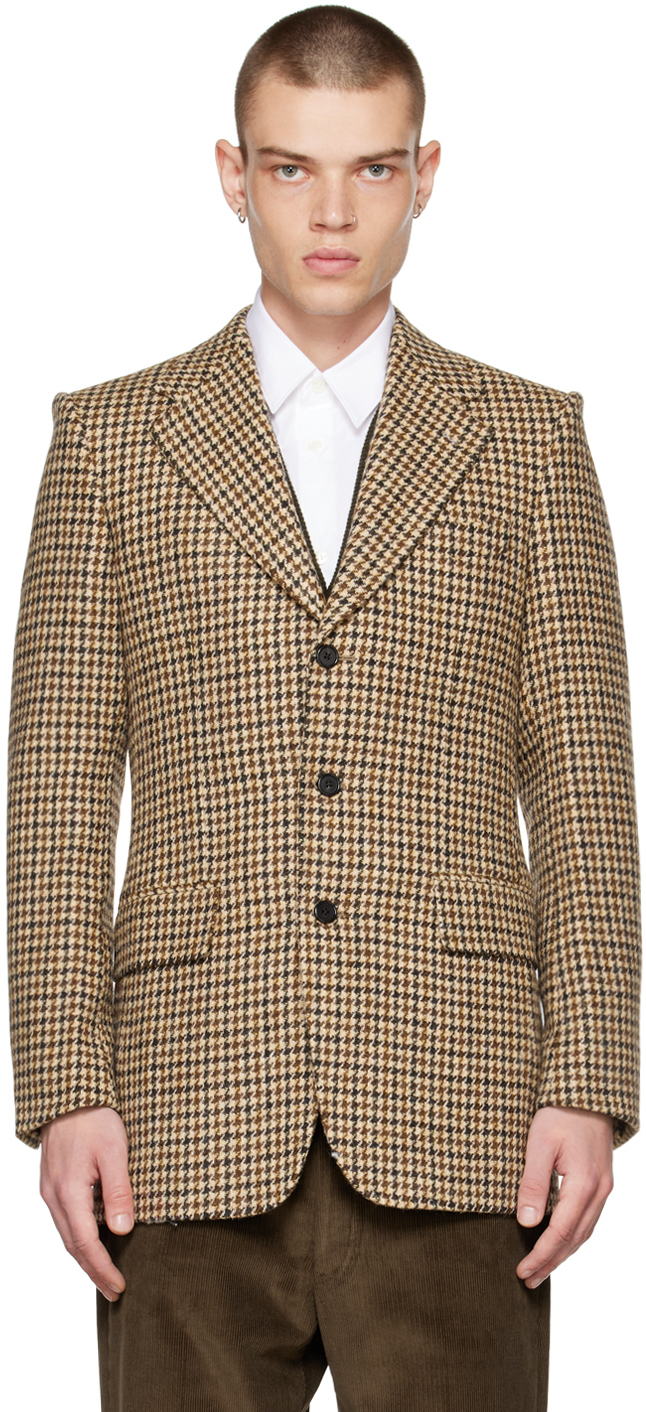 Husbands Beige Houndstooth Jacket Husbands