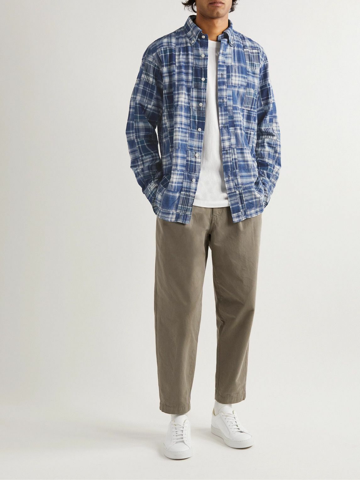 Polo Ralph Lauren - Button-Down Collar Patchwork Checked Cotton Shirt - Blue