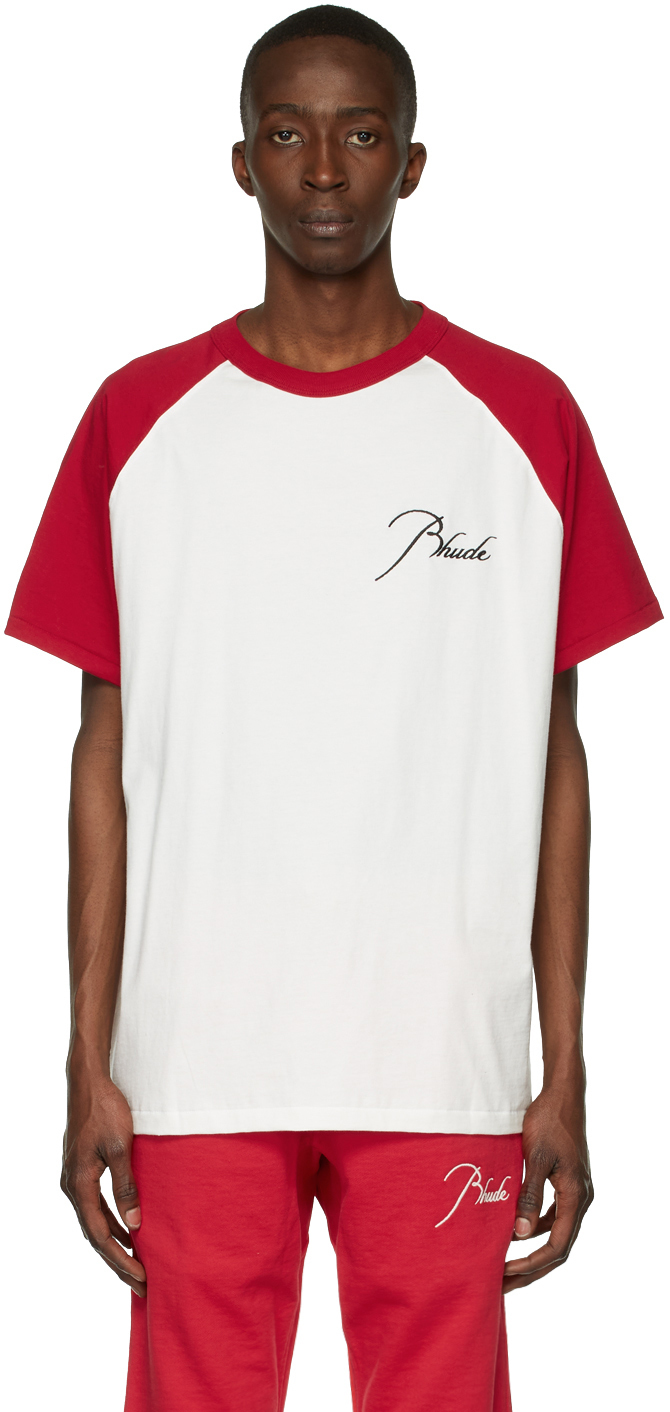 Rhude Red & White Raglan T-Shirt Rhude