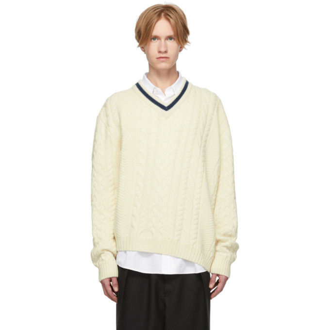 off white v neck sweater