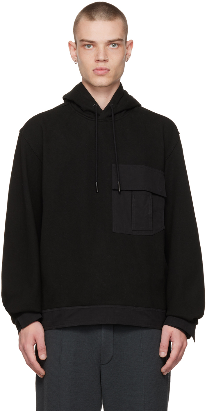 Solid Homme Black Paneled Hoodie Solid Homme