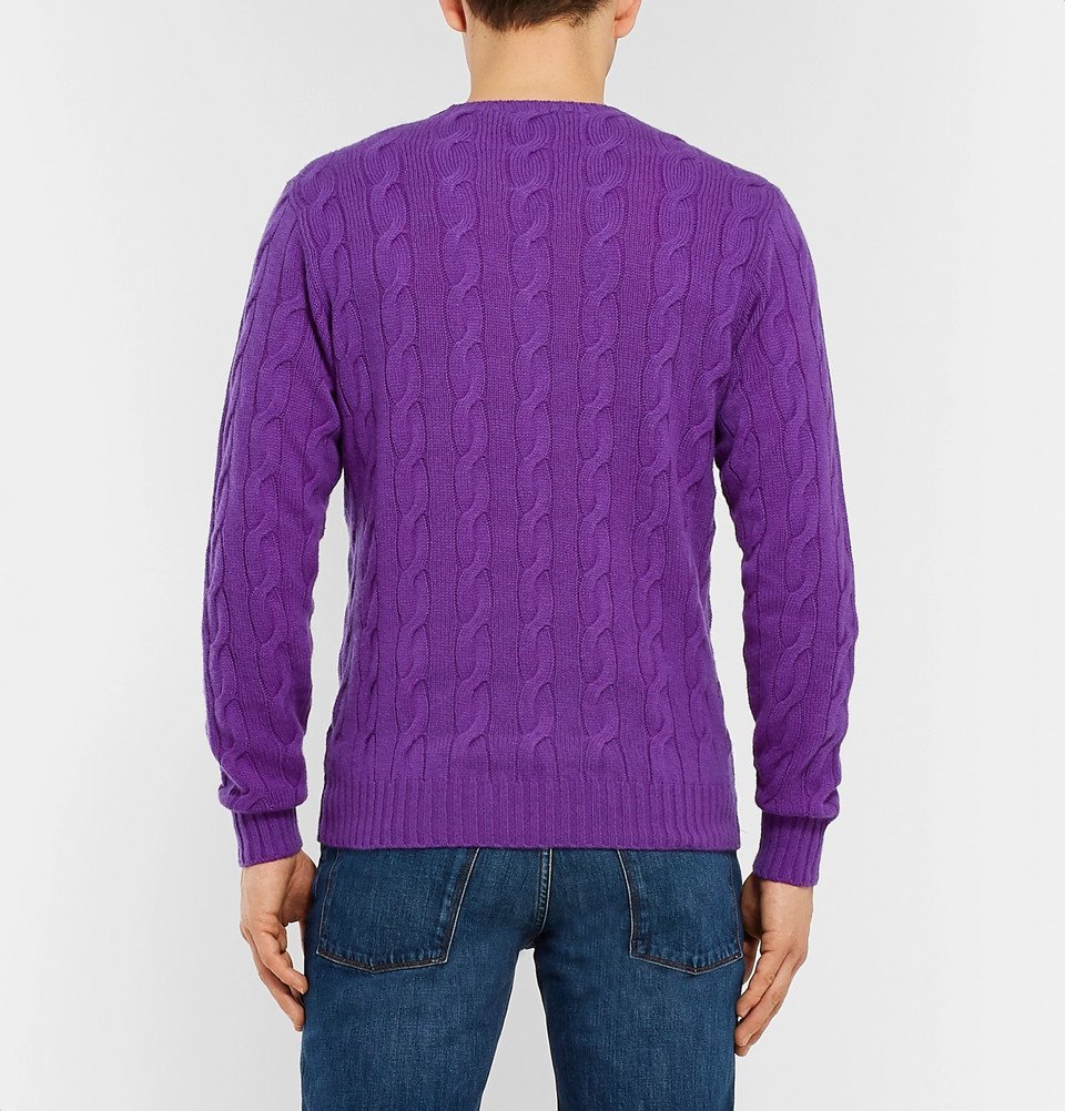 Ralph Lauren Purple Label - Slim-Fit Cable-Knit Cashmere Sweater - Men - Purple  Ralph Lauren Purple Label