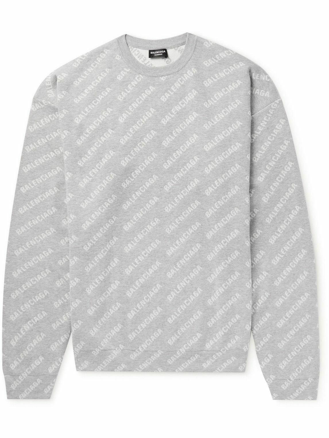 Photo: Balenciaga - Logo-Jacquard Knitted Sweater - Gray