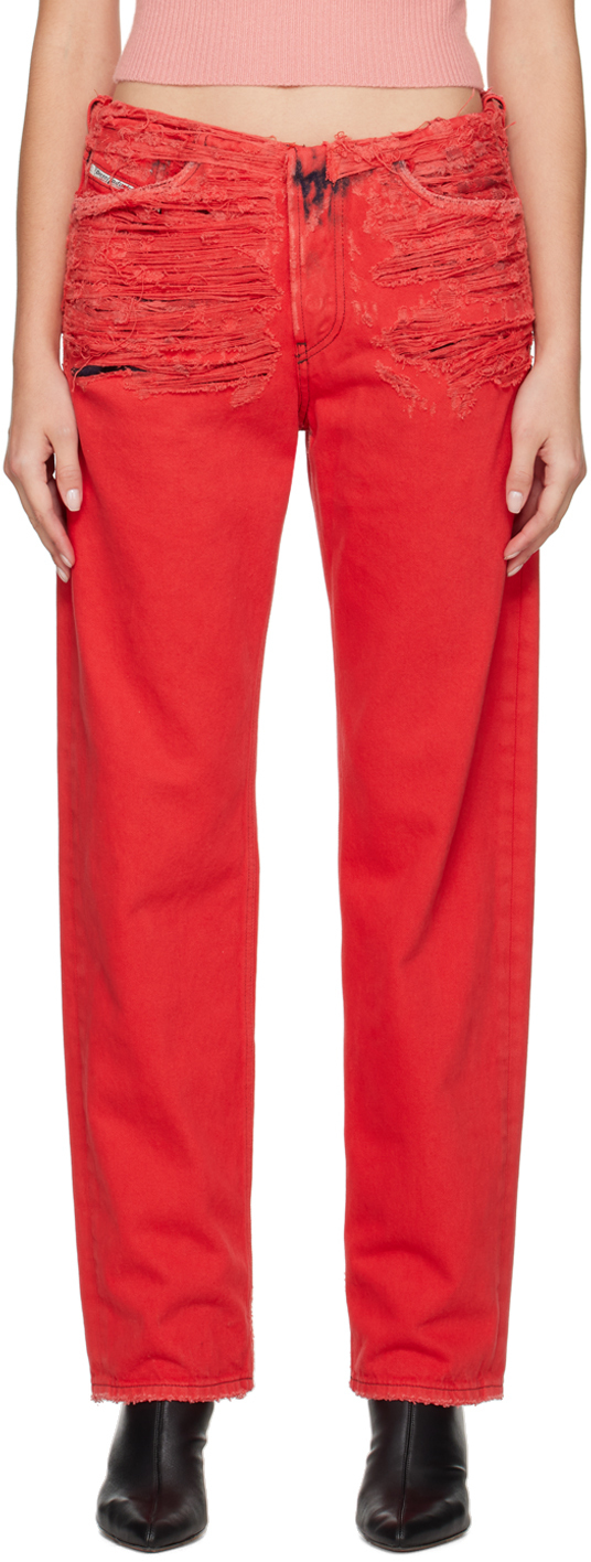 Diesel Red Destroyed Jeans Diesel