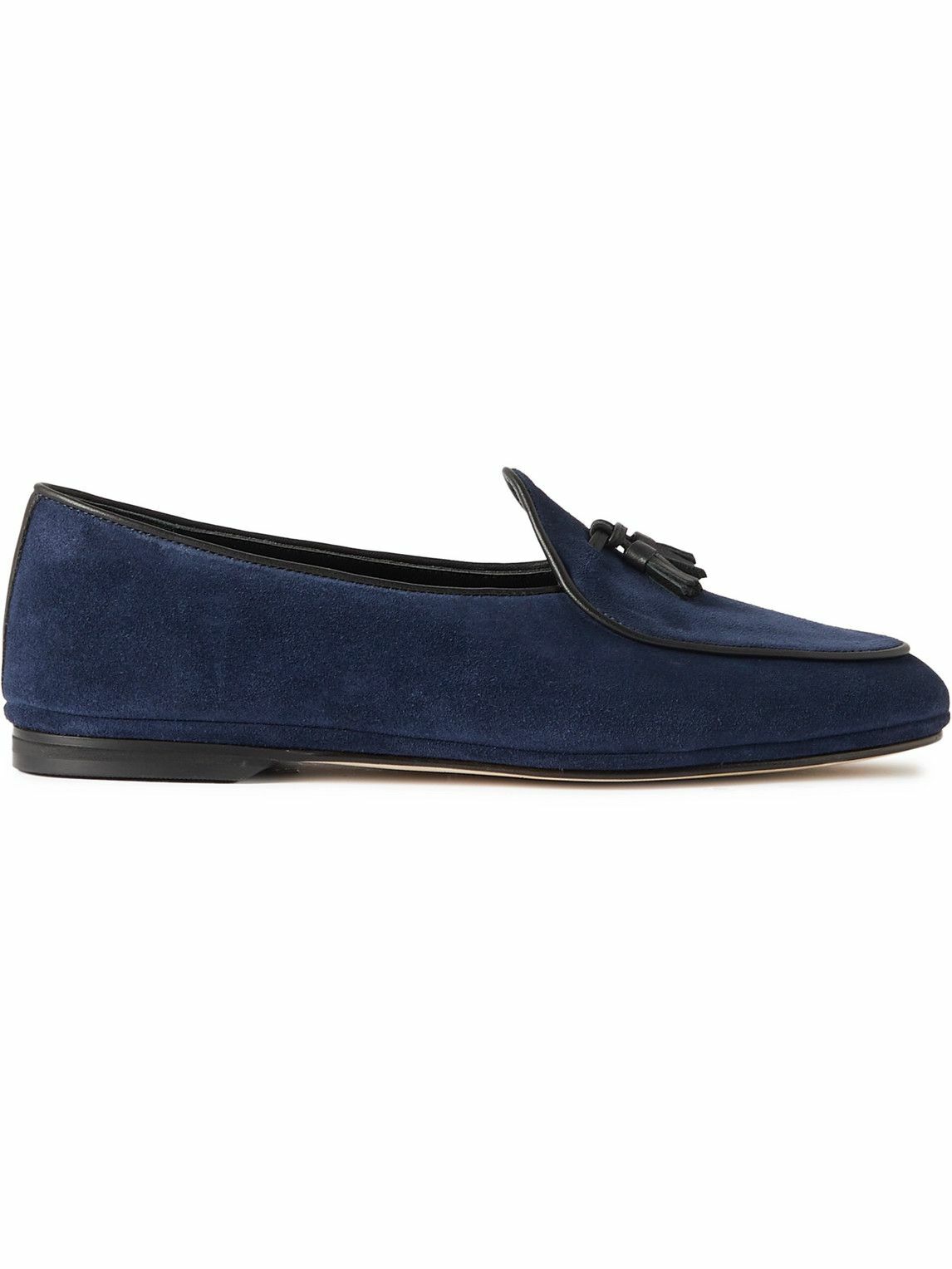 Rubinacci - Marphy Leather-Trimmed Suede Tasselled Loafers - Blue Rubinacci