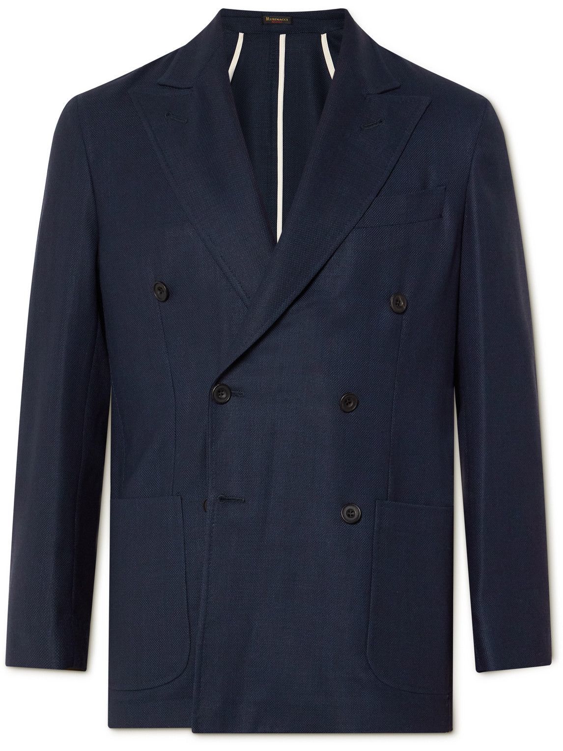 Rubinacci - Unstructured Double-Breasted Wool-Hopsack Suit Jacket ...