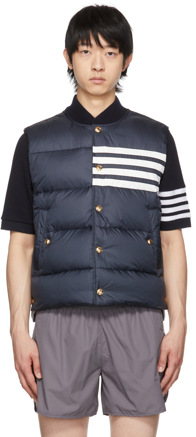 Thom Browne Navy Nylon Down Vest Thom Browne