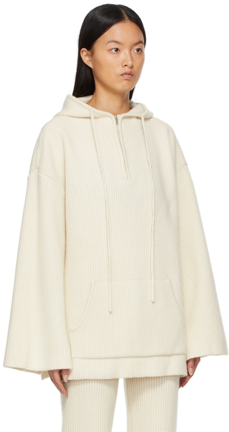 DRAE Off-White Wool Zip-Up Hoodie