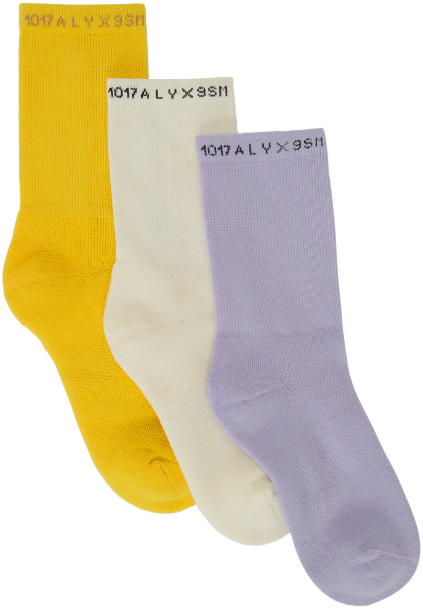 Photo: 1017 ALYX 9SM Three-Pack Multicolor Logo Socks
