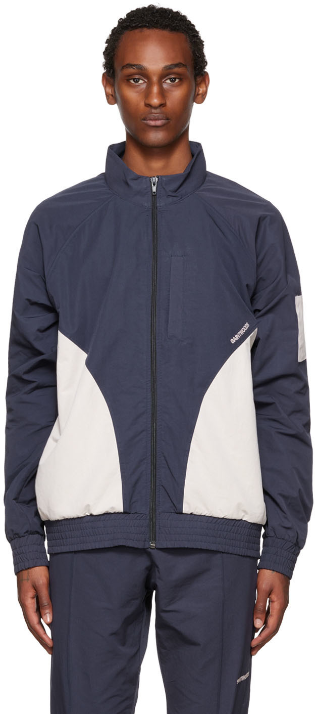 Saintwoods Navy Paneled Track Jacket Saintwoods