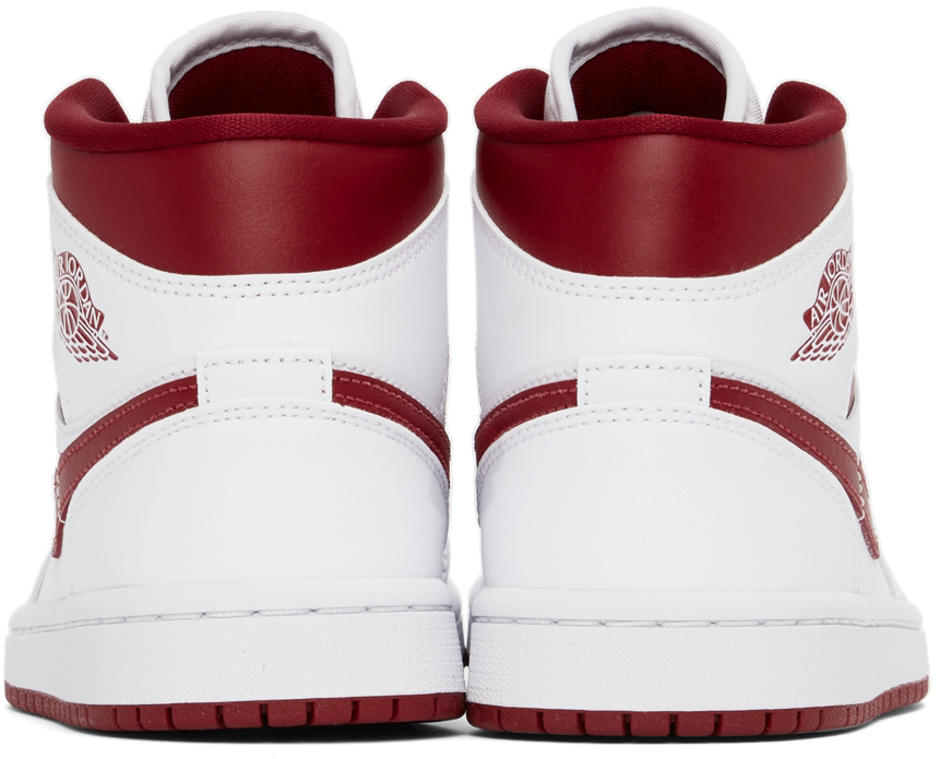 Nike Jordan White & Red Air Jordan 1 Mid Sneakers Nike Jordan Brand