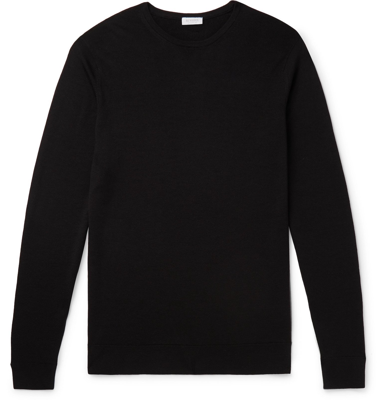 Sunspel - Slim-Fit Merino Wool Sweater - Black Sunspel