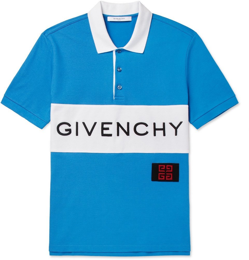 Givenchy - Slim-Fit Logo-Embroidered Cotton-Piqué Polo Shirt - Men - Blue  Givenchy
