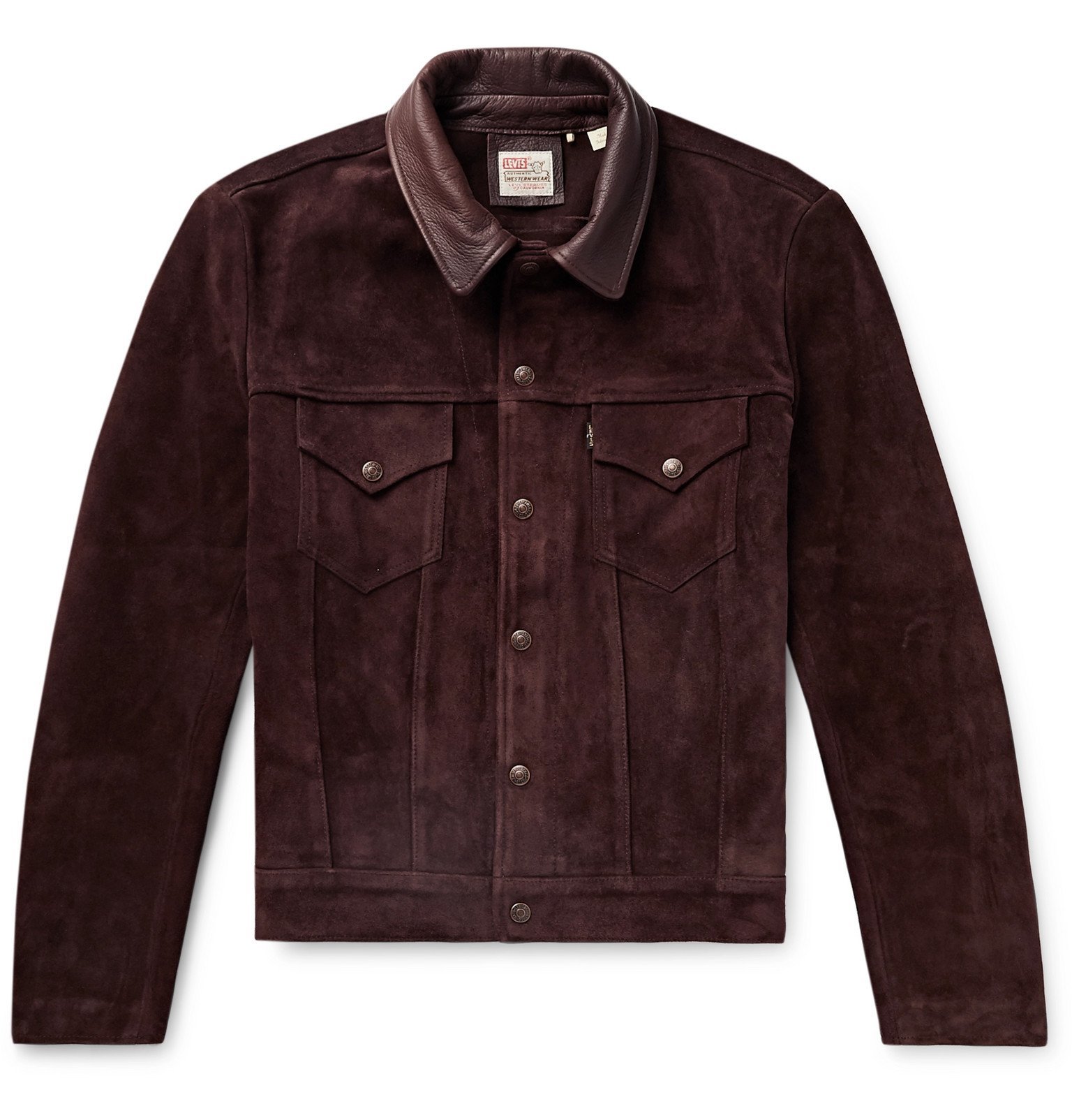 Levi's Vintage Clothing - Leather-Trimmed Suede Trucker Jacket - Brown  Levi's Vintage