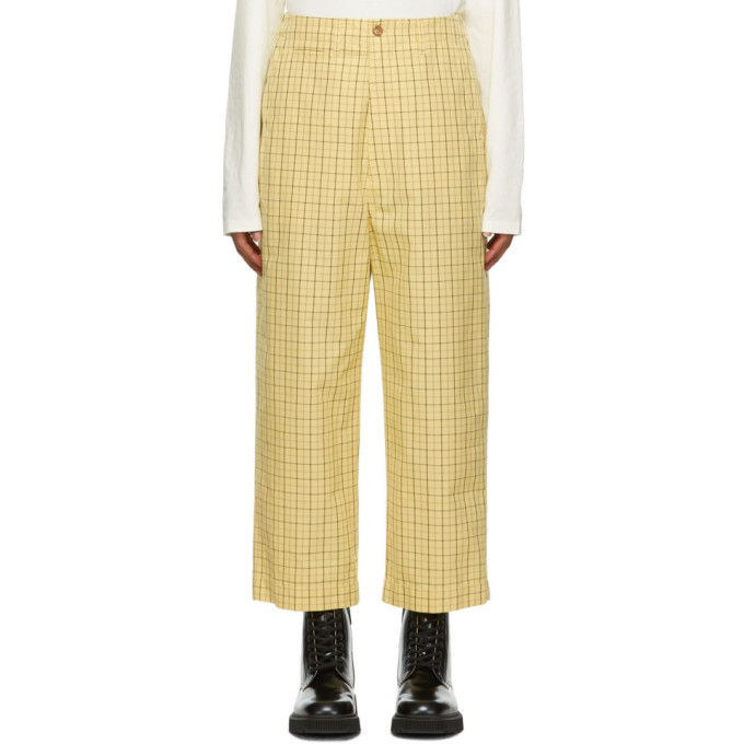 yellow check trousers