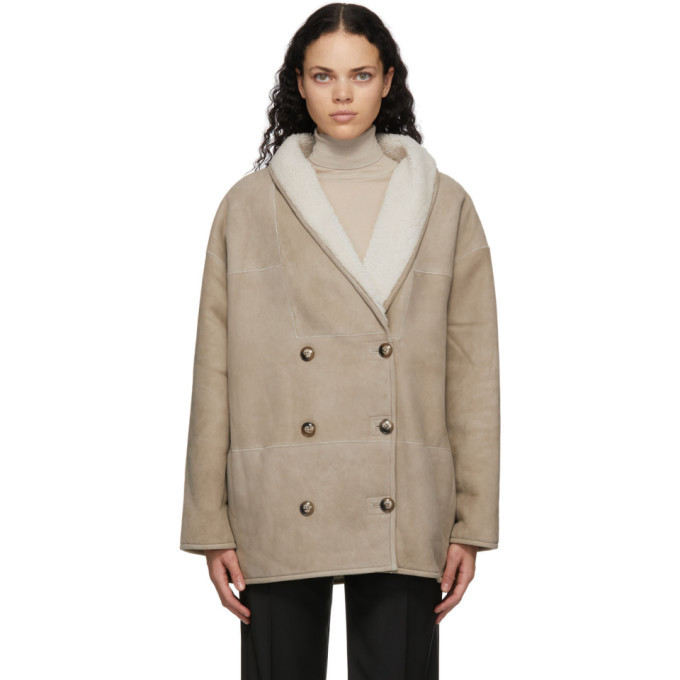 taupe shearling jacket