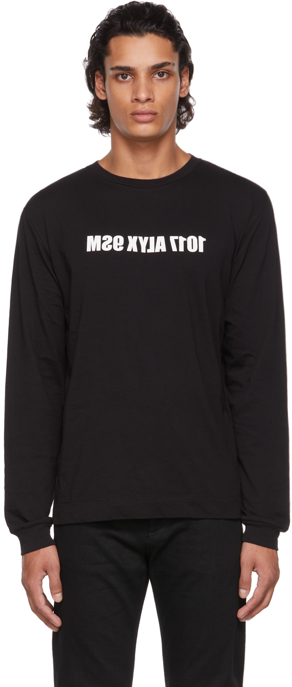 1017 ALYX 9SM Black & White Mirrored Logo Long Sleeve T-Shirt