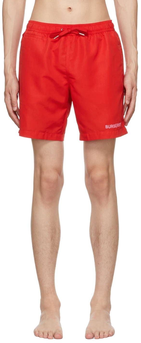 Photo: Burberry Red Polyester Swim Shorts