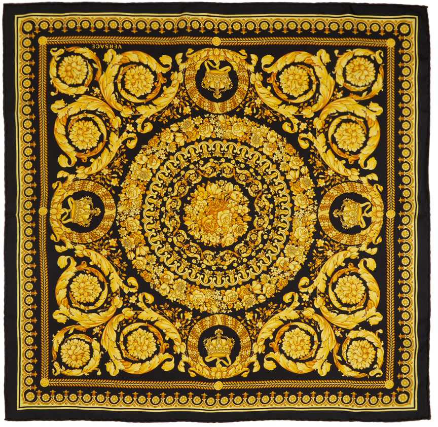 Versace Black & Gold Barocco Scarf Versace