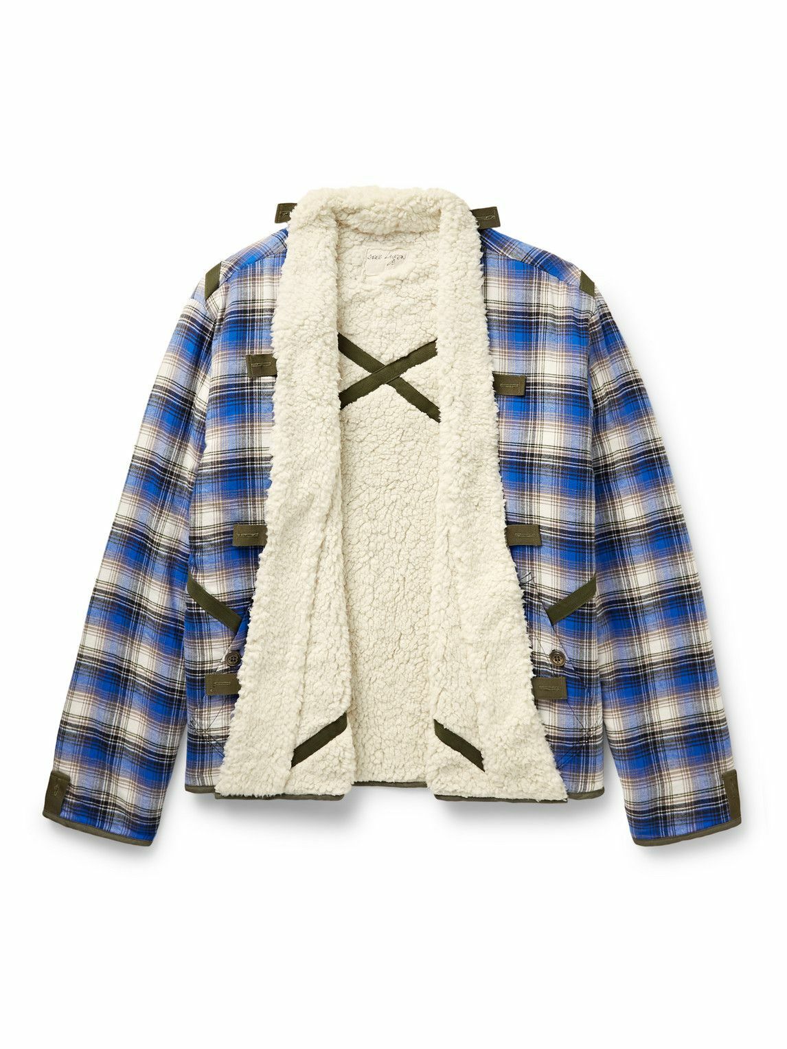 Photo: Greg Lauren - Hounds Reversible Checked Cotton-Flannel and Fleece Jacket - Blue