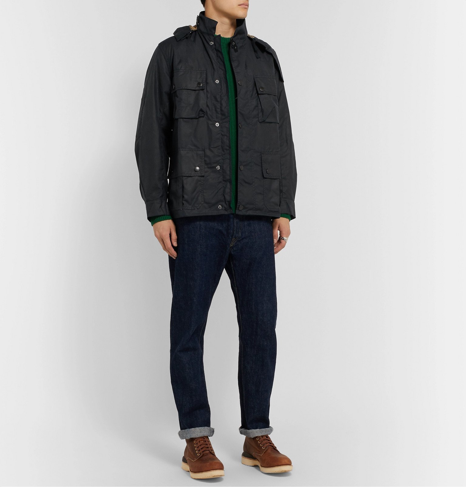 Barbour - Ursula Slim-Fit Waxed-Cotton Hooded Jacket - Blue