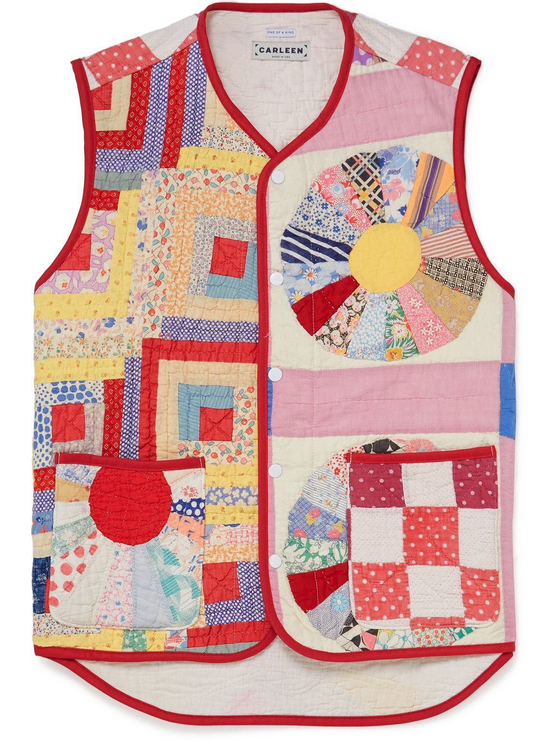 Photo: Carleen - Quilted Patchwork Upcycled Cotton Gilet - Pink
