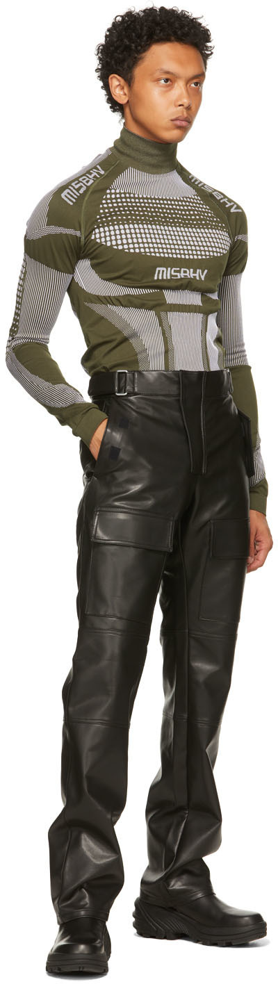 MISBHV Black Vegan Leather Moto Cargo 