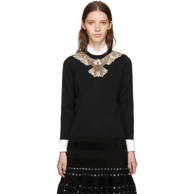 Alexander McQueen Black Embroidered Eagle Sweater Alexander McQueen