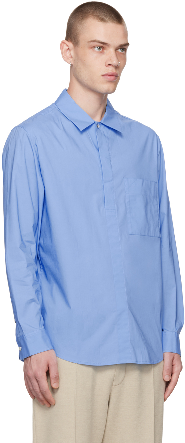 Solid Homme Blue Half-Button Shirt Solid Homme