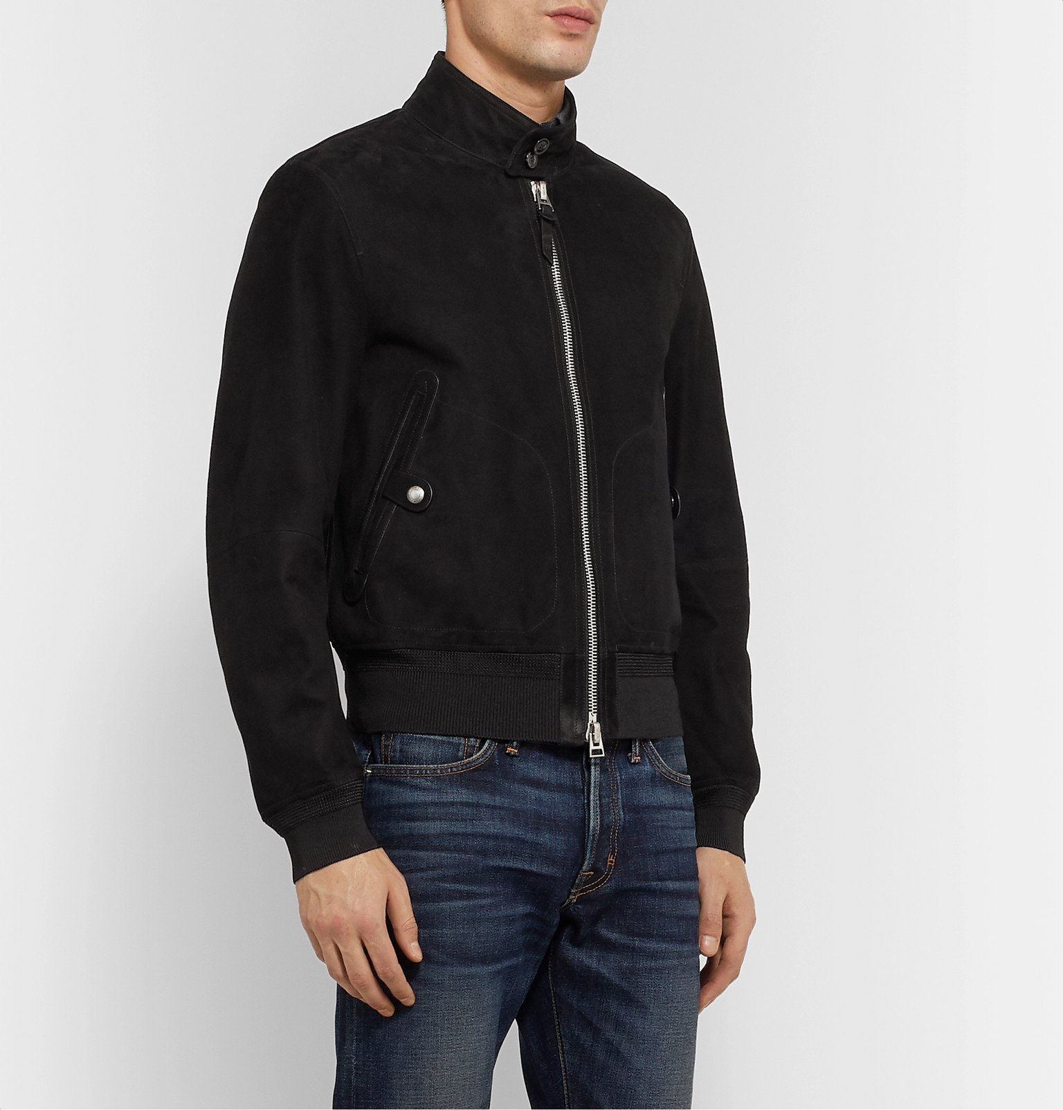 TOM FORD - Suede Bomber Jacket - Black TOM FORD