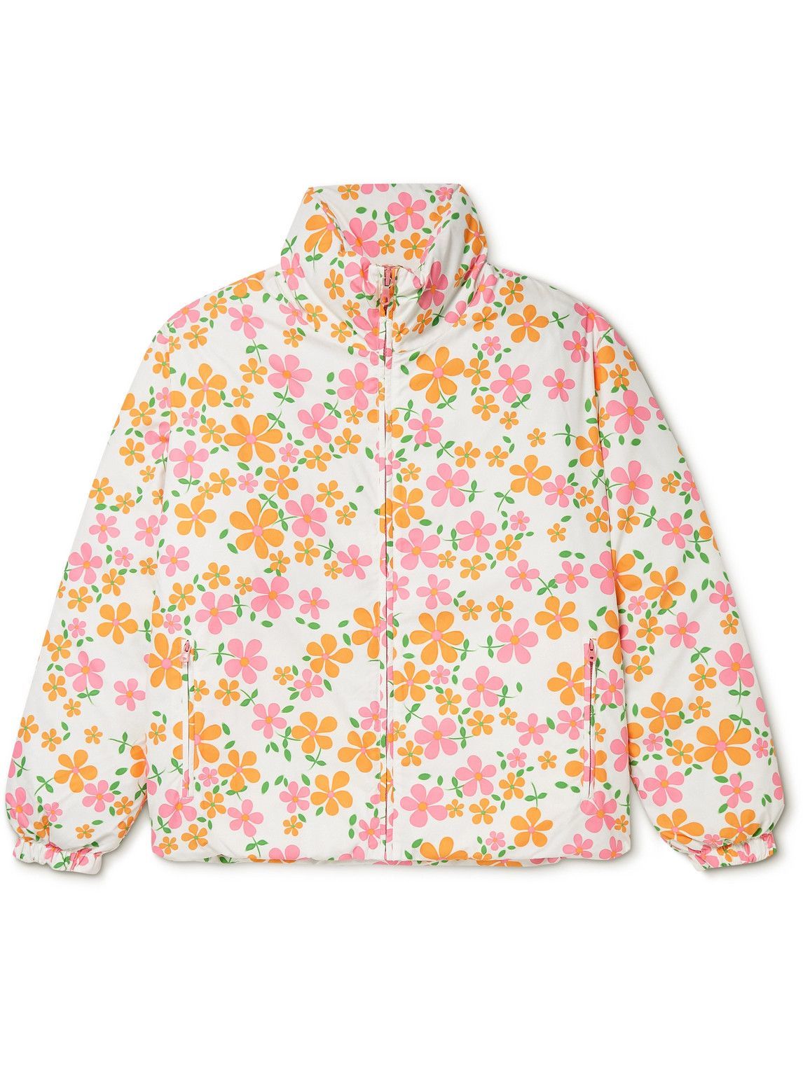 ERL - Floral-Print Shell Down Jacket - White ERL