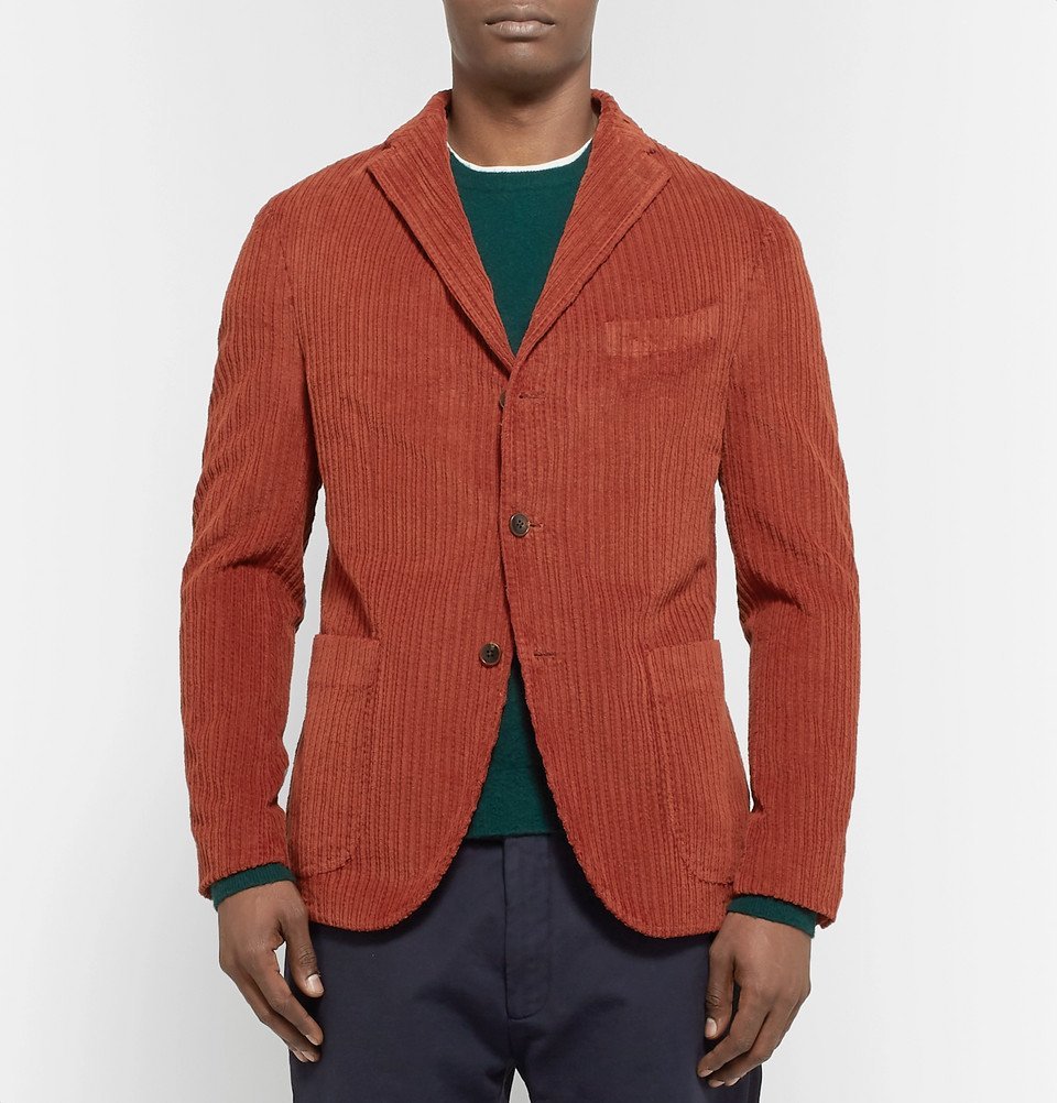 orange corduroy blazer