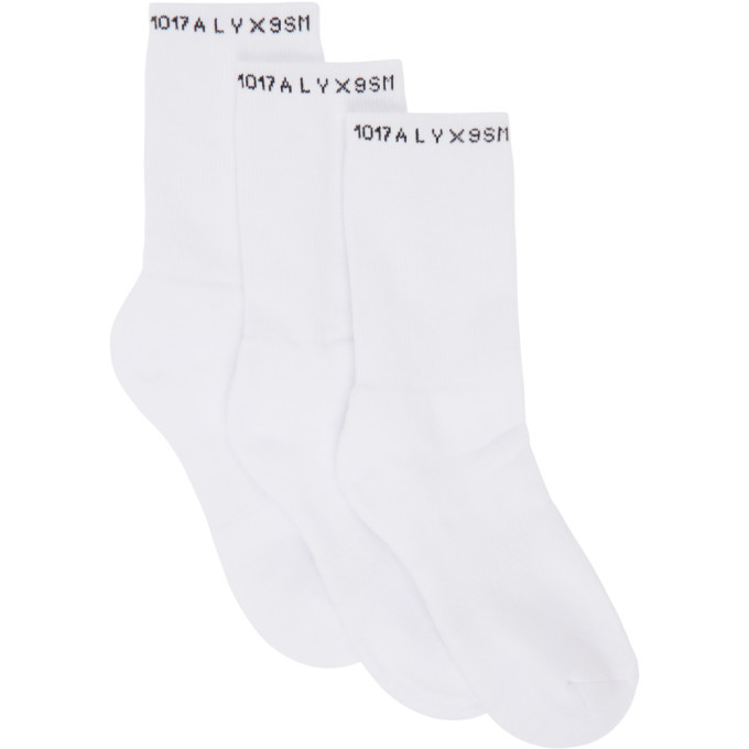 Photo: 1017 ALYX 9SM Three-Pack White Logo Socks