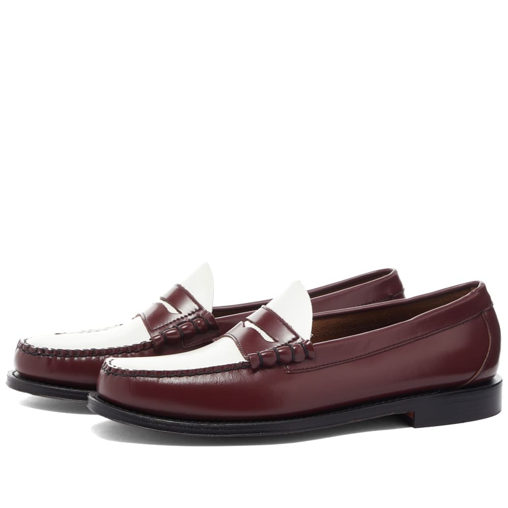 Bass Weejuns Men's Larson Penny Loafer in Wine/White Leather Bass Weejuns