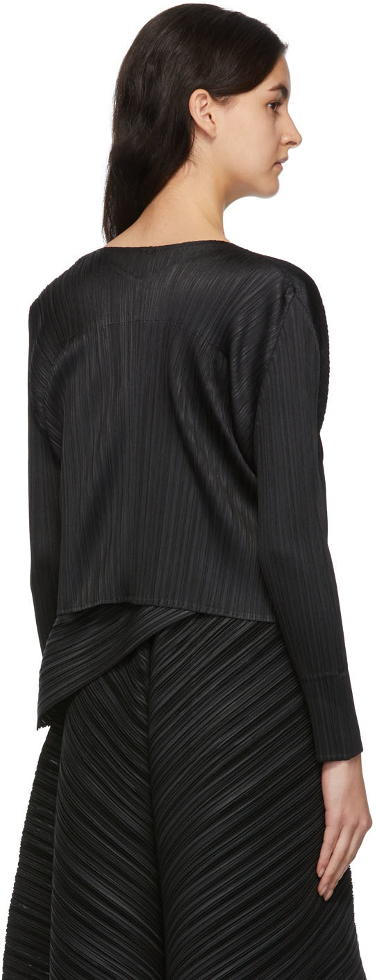 Pleats Please Issey Miyake Black Monthly Colors December Cardigan ...