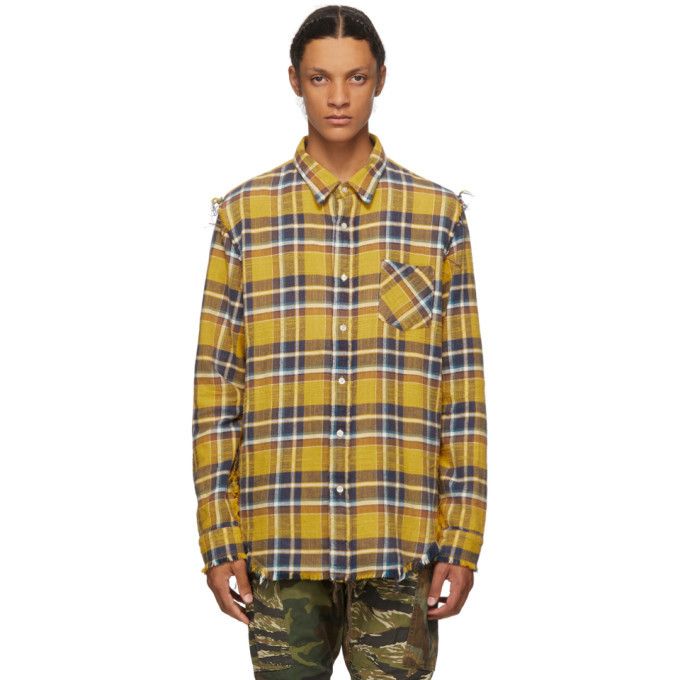 yellow check shirt men's