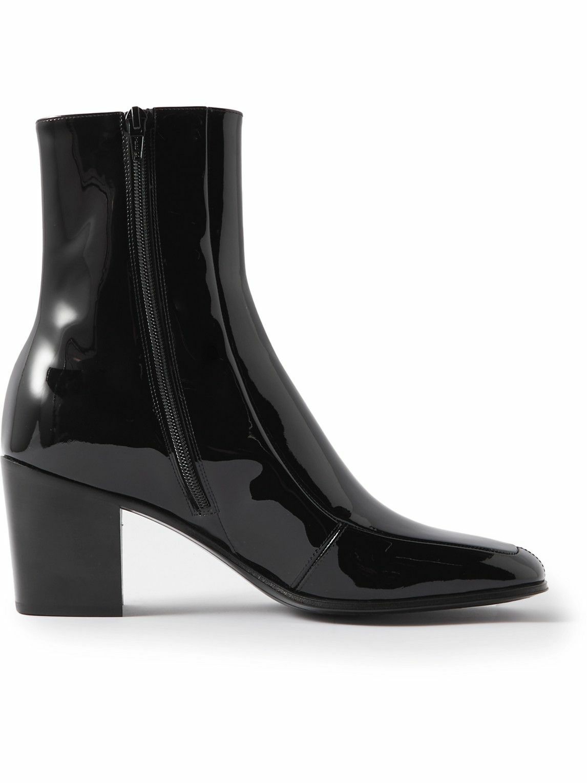 SAINT LAURENT Beau PatentLeather Boots Black Saint Laurent
