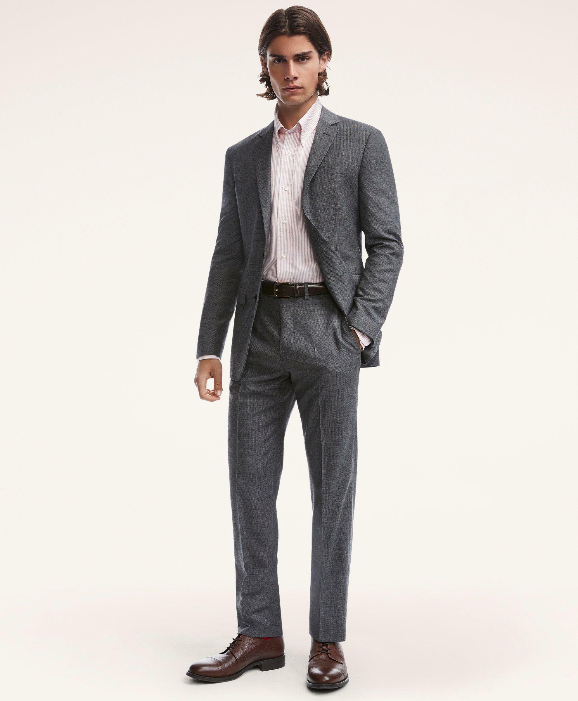 Photo: Brooks Brothers Men's Milano Fit Mini-Houndstooth 1818 Suit | Grey