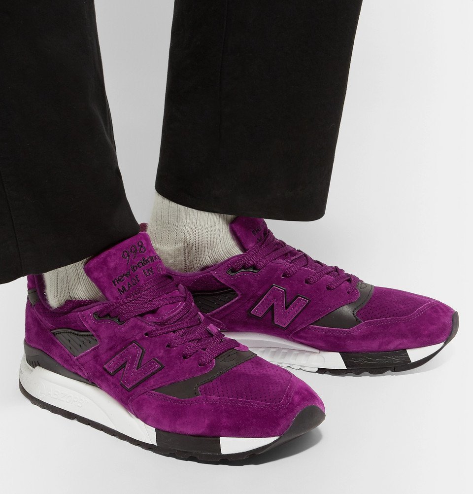 New Balance - 998 Leather-Trimmed Suede and Mesh Snearkers - Men - Purple