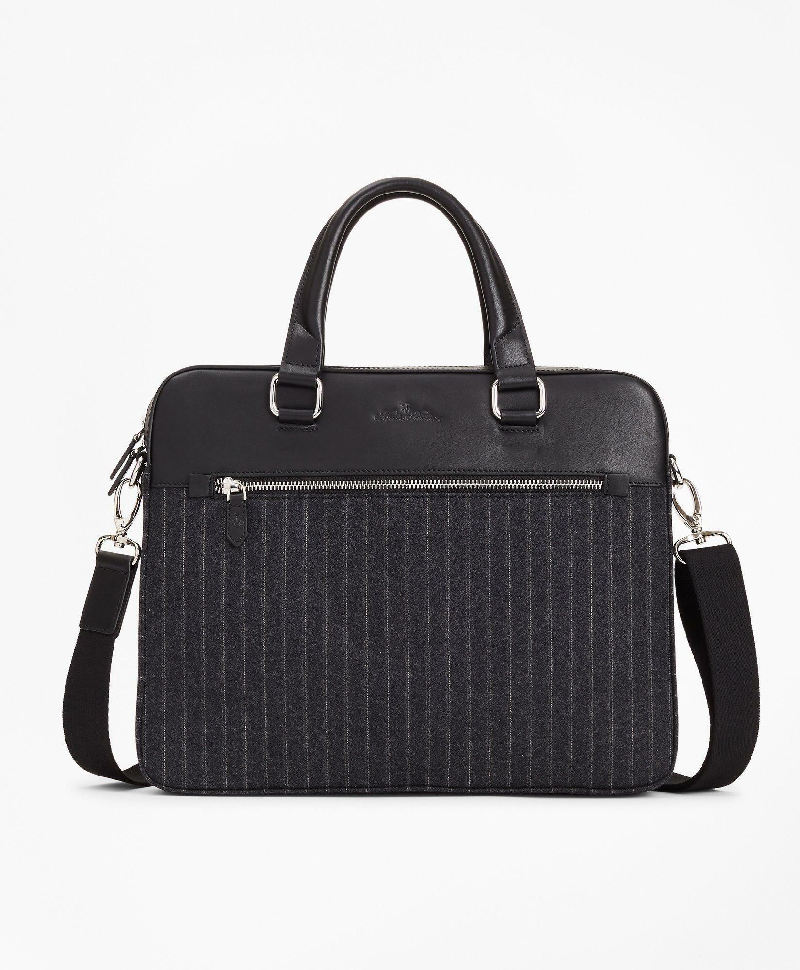 Photo: Brooks Brothers Men's Wool Stripe Briefcase | Charcoal