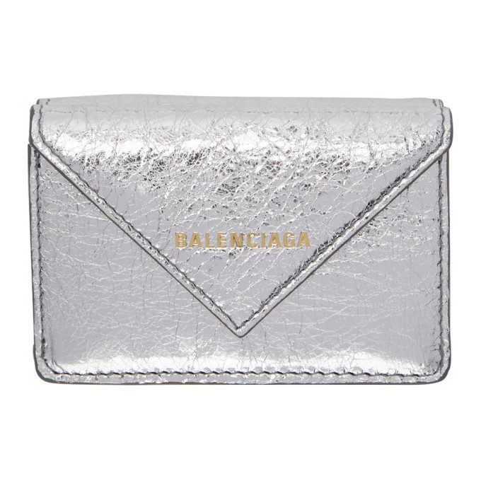 Silver Mini Papier Wallet Balenciaga