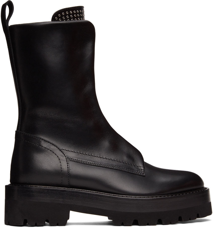 ALAÏA Black Eyelet Combat Boots