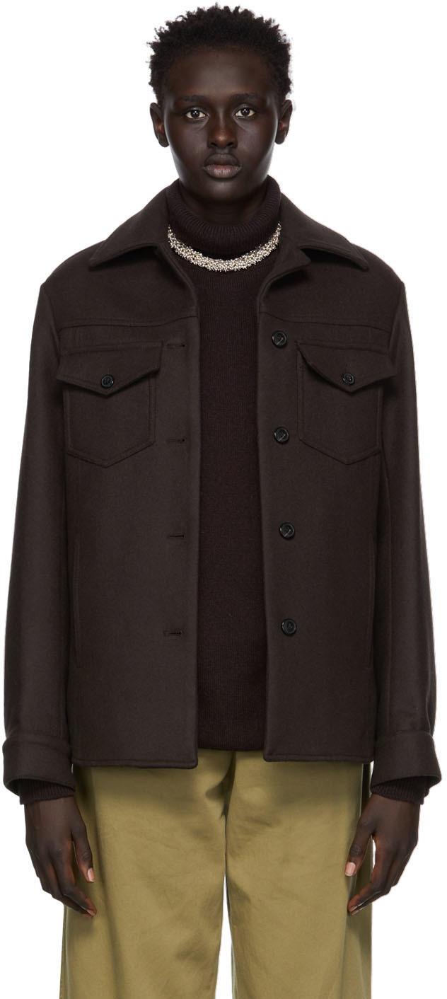 Dries Van Noten Brown Wool Melton Jacket Dries Van Noten