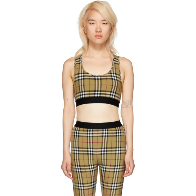 Burberry Yellow Vintage Check Dalby Cropped Tank Top Burberry